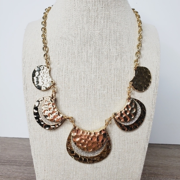 APT 9 GOLD‎ SPARKLY STATEMENT NECKLACE NEW - Picture 2 of 11